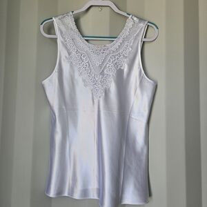 Mystique Intimates White Satin Lace-Trim Camisole